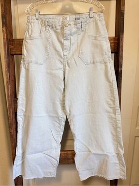 Kensie Light Blue & White Striped Relaxed Wide-Leg Jeans
